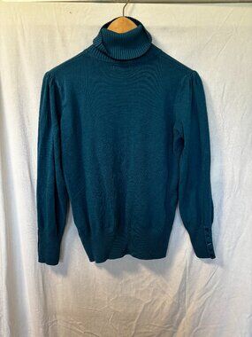 Teal Turtleneck Sweater - Women's Classic Knit